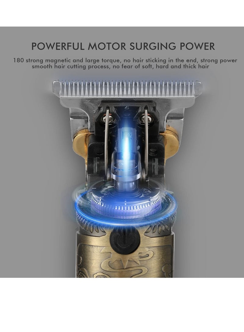 Upgraded Hair Trimmer Beard Clippers for Men Professional USB Electric Hair Clippers for Hair Cutting T Blade Gold Trimmers Pro Li Cordless Outliner Zero Gaped Rechargeable Retro Trimmer LED Display - Image 4