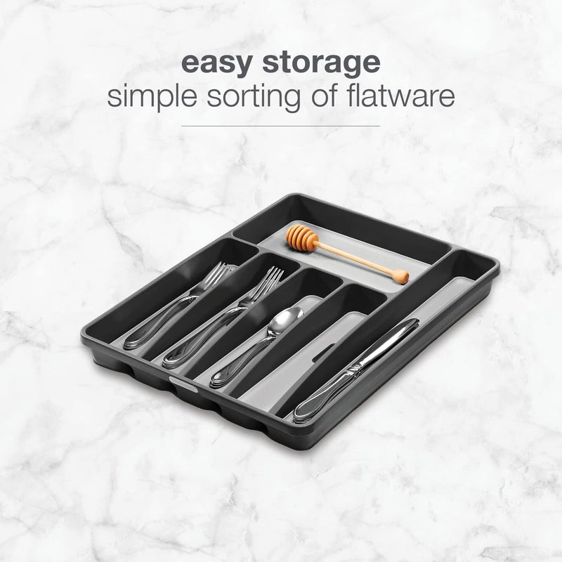 madesmart Classic Large Silverware Tray - Granite |CLASSIC COLLECTION | 6-Compartments| Kitchen Drawer Organizer | Soft-Grip Lining and Non-Slip Rubber Feet | BPA-Free - Image 5