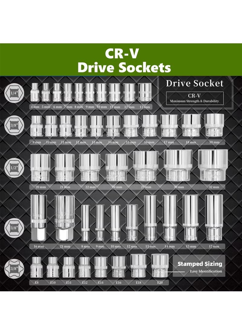 Mechanic Socket Tool Kit Set,121PCS Car Repair Tool Wrench Set Batch Head Ratchet Pawl Socket Spanner Screwdriver Auto Repairing and Household - Image 3