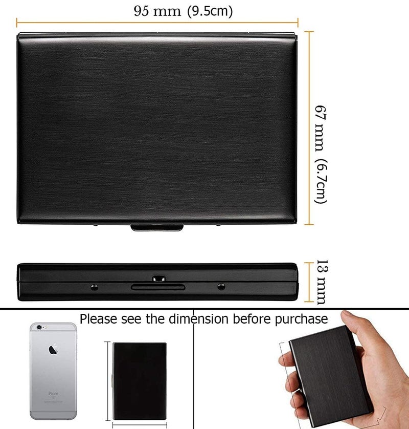 Diskary 6 Slot RFID Blocking Credit Card Holder Protector Metal Credit Card Wallet Business Card Holder Small Card Case for Men Women (Black) - Image 3