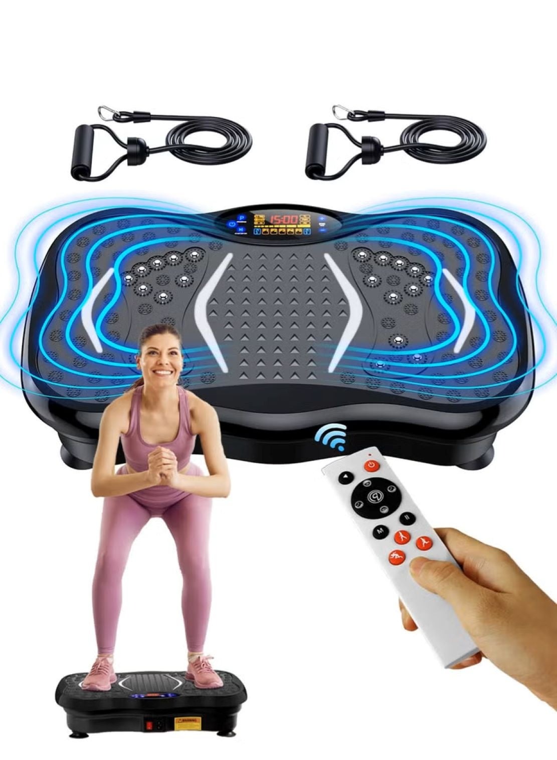 Vibration Plate Exercise Machine Mini Full Body Vibration Platform Trainers for Home Use with Acupressure Nodes Cardio Machines Fat Removing Machine Multiple Speeds with Bluetooth Remote Max User Weight 330lbs