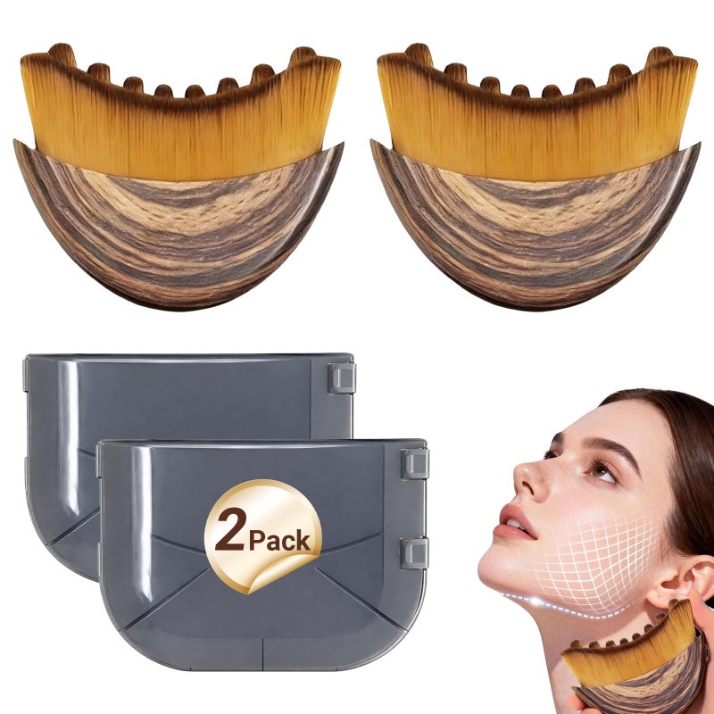 Sutrtcosg Lymphatic Drainage Massager Face Brush, Lymphatic Contour Face Brush to Sculpt Jawline & Reduce Puffiness Double Chin Reducer, Improves Skin Glow & Absorption, Ergonomic Precise Fit, 2 Pack - Image 1