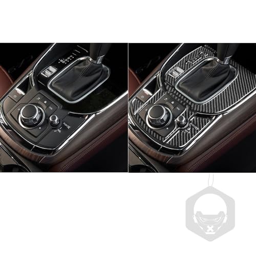 PJFUS Real Premium Carbon Fiber Sticker Set Car Center Console Gear Shift Panel Multimedia Control Frame Cover Trim Compatible with Mazda CX-9 CX9 2016-2023 Auto Interior Accessories Black - Image 4