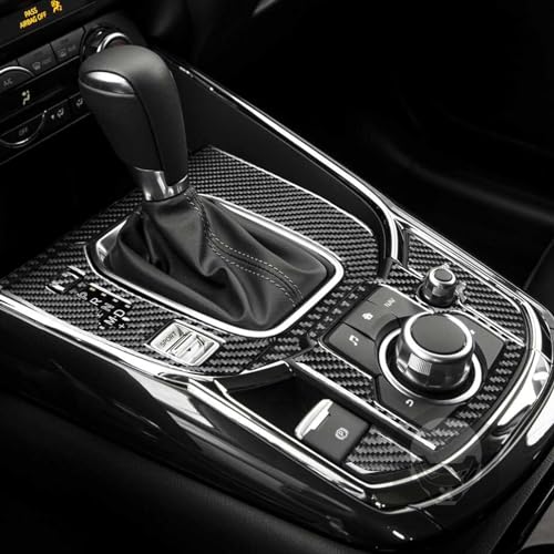 PJFUS Real Premium Carbon Fiber Sticker Set Car Center Console Gear Shift Panel Multimedia Control Frame Cover Trim Compatible with Mazda CX-9 CX9 2016-2023 Auto Interior Accessories Black - Image 2