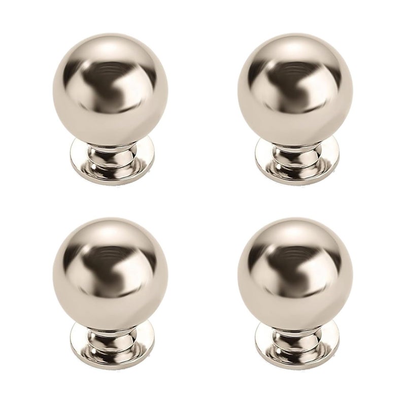 4 Pack 1-1/4 Inch Solid Polished Nickel Cabinet Knobs Large Heavy Duty Drawer Knobs Kitchen Cabinet Hardware Vintage Ball Knobs Pulls for Drawers. Silver - Image 1