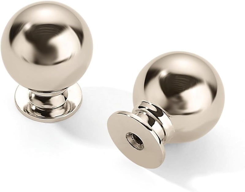 4 Pack 1-1/4 Inch Solid Polished Nickel Cabinet Knobs Large Heavy Duty Drawer Knobs Kitchen Cabinet Hardware Vintage Ball Knobs Pulls for Drawers. Silver - Image 2