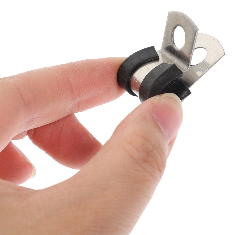304 Stainless Steel R Type Tube Clamps With Rubber Cushion 5Pcs Set For Industrial Electrical Wiring - Image 4