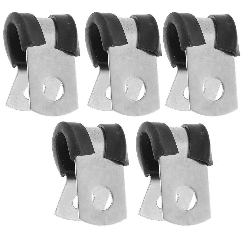 304 Stainless Steel R Type Tube Clamps With Rubber Cushion 5Pcs Set For Industrial Electrical Wiring - Image 2