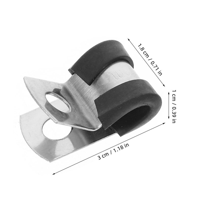 304 Stainless Steel R Type Tube Clamps With Rubber Cushion 5Pcs Set For Industrial Electrical Wiring - Image 3