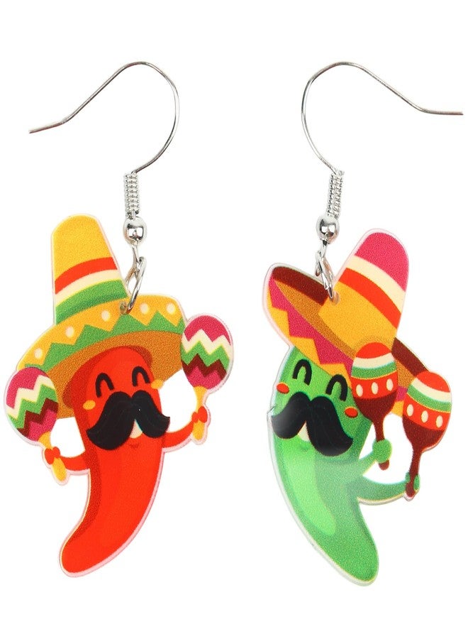 Cifudec Cute Mexican Earrings Chili Acrylic Jewelry Gift, Cinco De Mayo Earrings for Women - Image 1