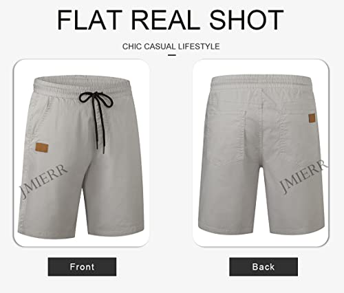 JMIERR Mens Athletic Shorts Casual Cotton Drawstring Summer Beach Twill Chino Dress Golf Travel Essentials Workout Gym Running Basketball Shorts, L, S1 Grey - Image 5