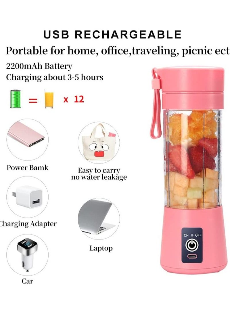 كوب خلاط محمول، خلاط عصير كهربائي USB، خلاط صغير محمول للشيك والمشروبات، عصير، 380 مل، ستة شفرات رائعة للخلط - Image 5