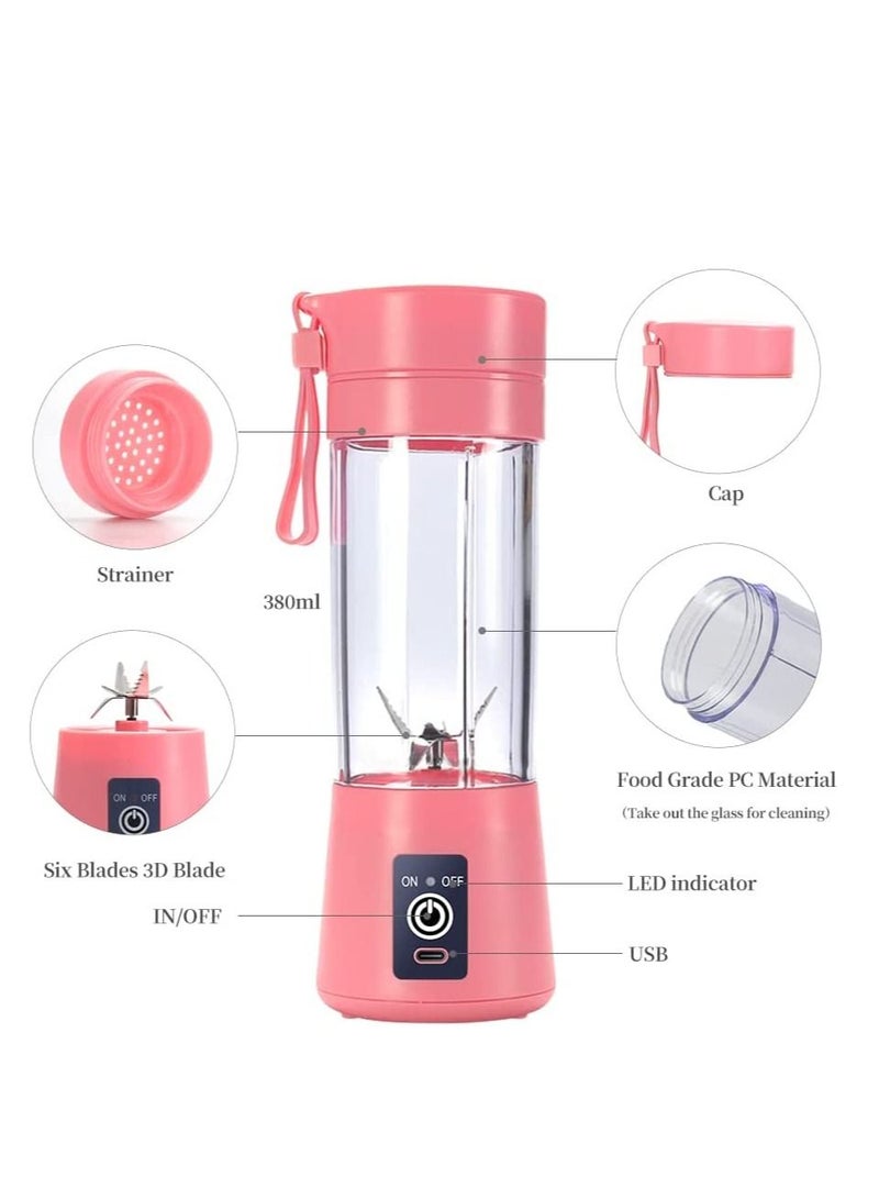 كوب خلاط محمول، خلاط عصير كهربائي USB، خلاط صغير محمول للشيك والمشروبات، عصير، 380 مل، ستة شفرات رائعة للخلط - Image 2