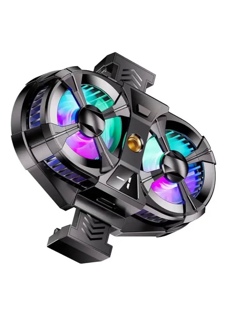 JAJEEK Dual Cooling Fan Cell Phone Cooler for Gaming Plug & Switch LED Display, 3 Speed Fan, Phone Holder, Overheating Protection for Mobile Gaming, Enhances Performance & Comfort – Compatible with All Smartphones - Image 1
