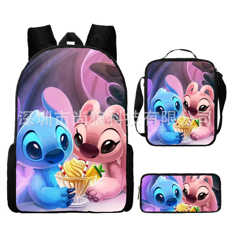 Amazon New Cartoon stitch stitch Three-Piece Set Schoolbag Backpack Backpack for Primary and Secondary School Students Y style 