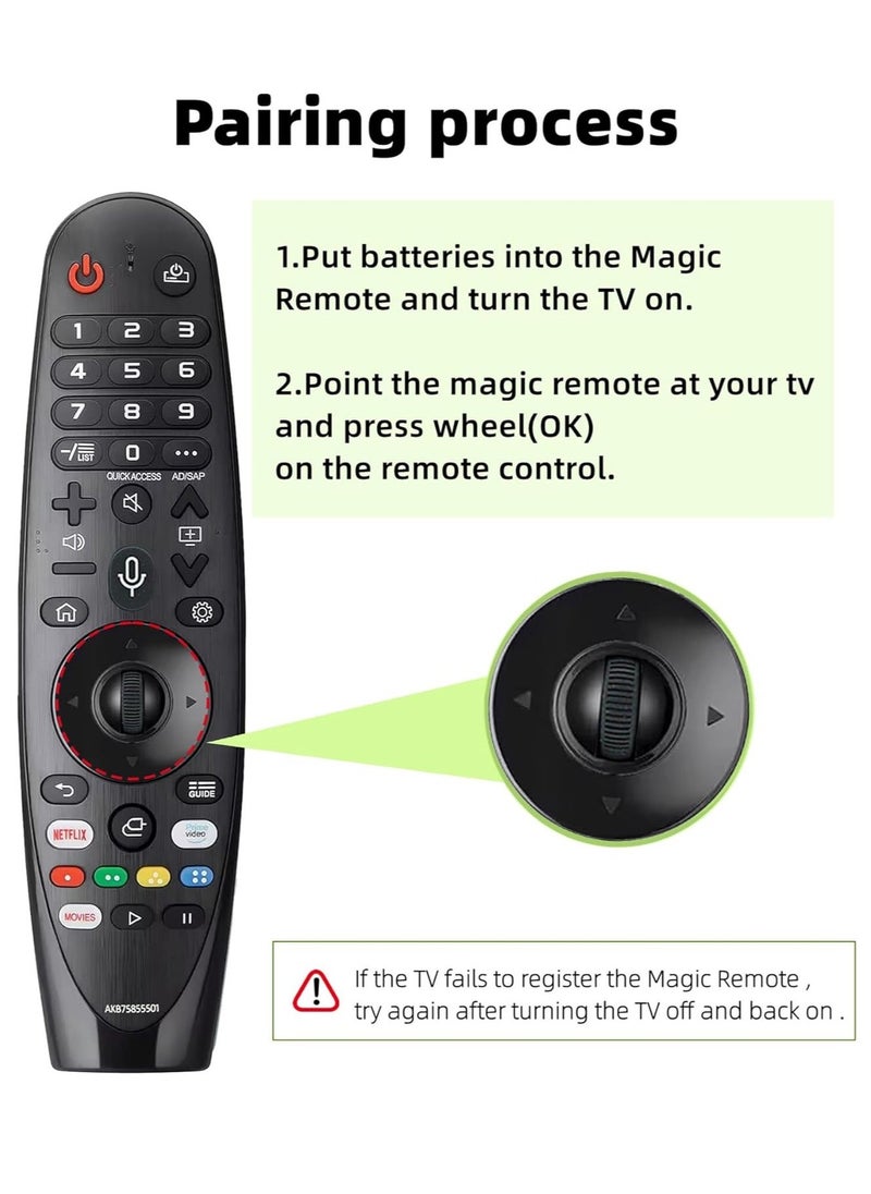 BGM New Magic Remote Control AKB75855501 Compatible with LG Smart TV, Fits LG AN-MR20GA AN-MR19BA Magic Remote Control, with Voice and Pointer Function, 1 Year Warranty (AKB75855501) – Includes Battery"  - Image 3