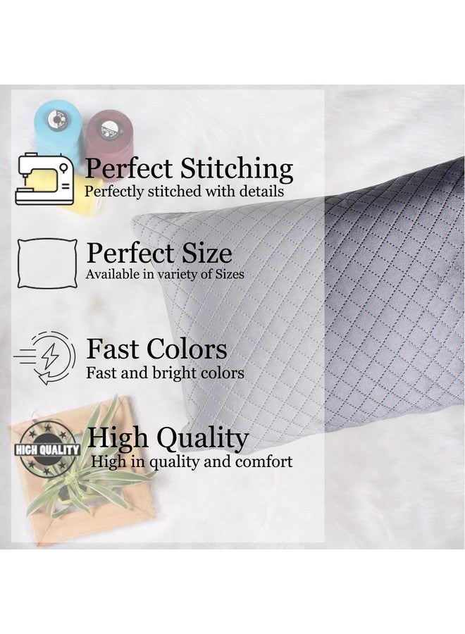 STITCHNEST Set of 2 Cushion Cover | Quilted Velvet | Grey| Soft & Premium Look | 12x18 Inches | Fit for Sofa & Living Room Decor - Image 2