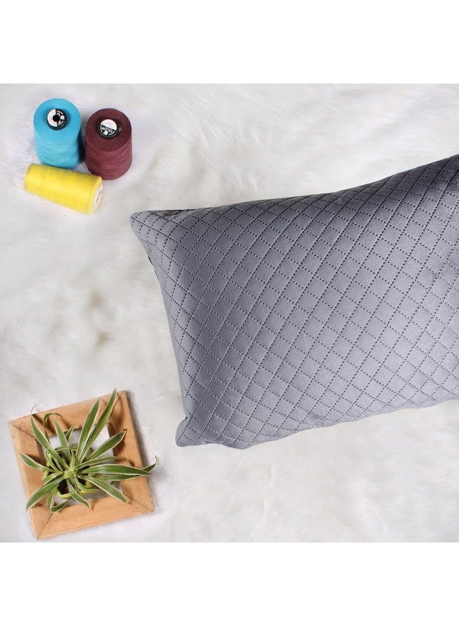 STITCHNEST Set of 2 Cushion Cover | Quilted Velvet | Grey| Soft & Premium Look | 12x18 Inches | Fit for Sofa & Living Room Decor - Image 3