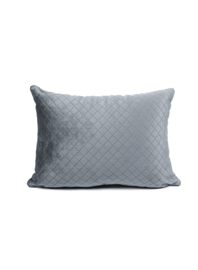 STITCHNEST Set of 2 Cushion Cover | Quilted Velvet | Grey| Soft & Premium Look | 12x18 Inches | Fit for Sofa & Living Room Decor - Image 4