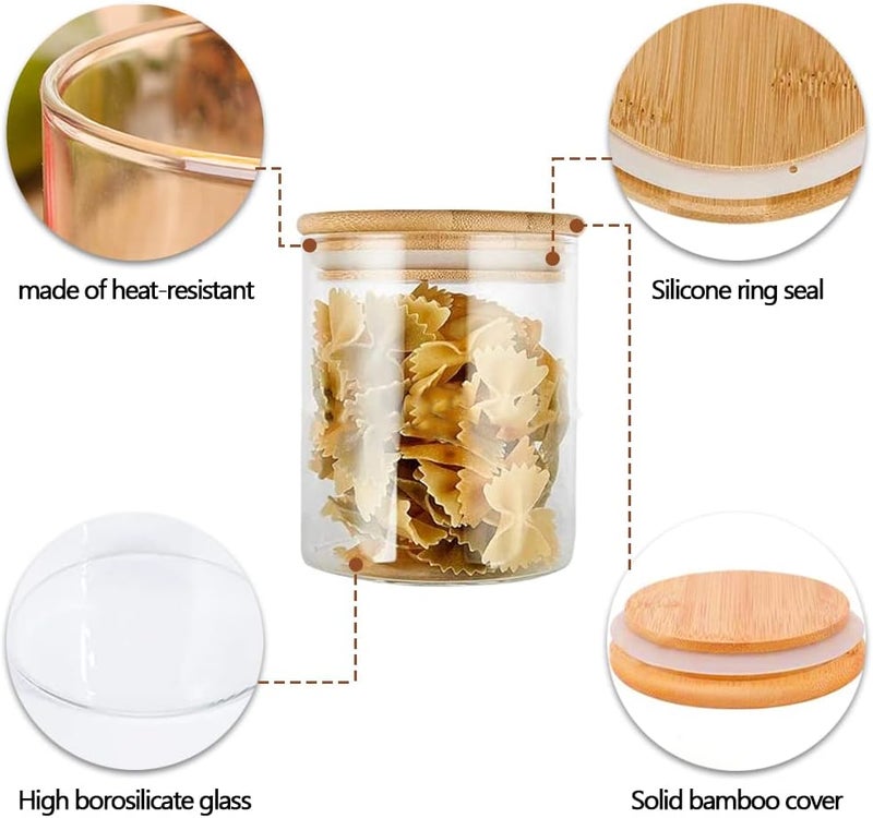 450ml household kitchen bamboo lid sealed glass storage jar transparent (3 padded) - Image 5