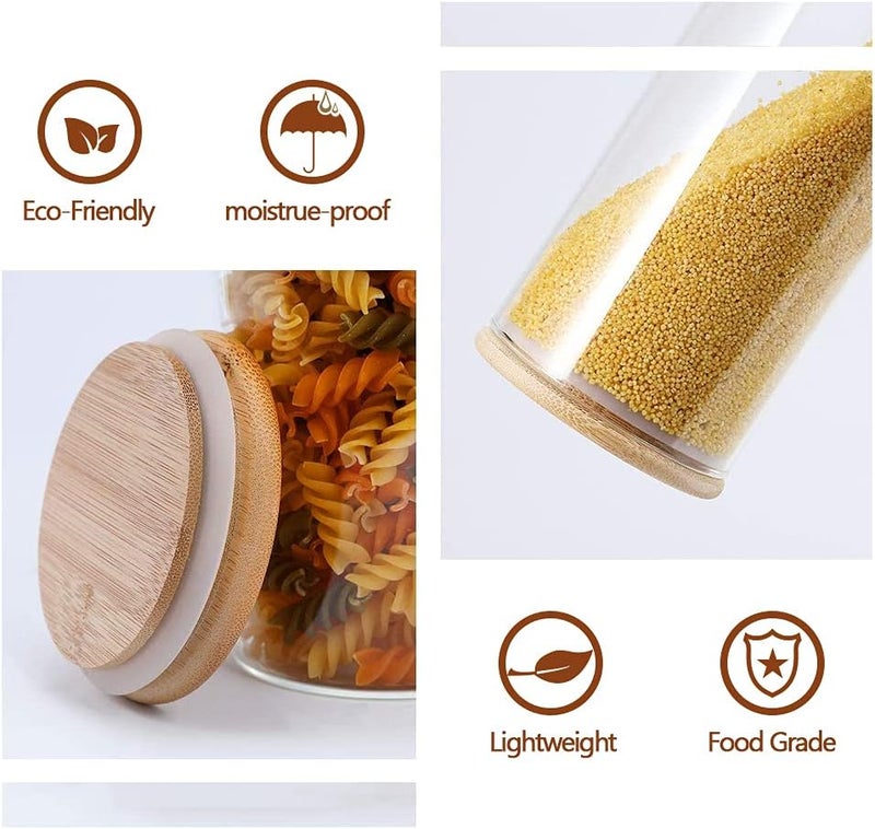 450ml household kitchen bamboo lid sealed glass storage jar transparent (3 padded) - Image 4