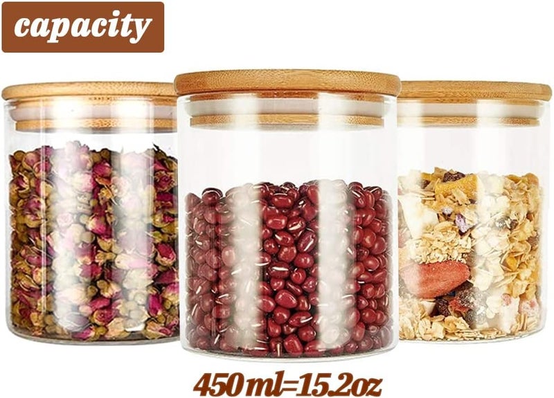 450ml household kitchen bamboo lid sealed glass storage jar transparent (3 padded) - Image 3