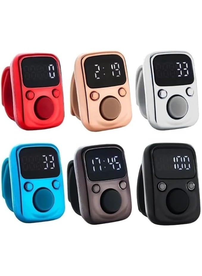 عداد رقمي للاصابع باضاءة LED  حلقة تسبيح مضيئة في الظلام مع شاشة ووظيفة الوقت (متعدد الالوان) - Image 1