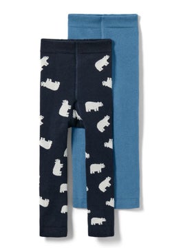 Tchibo Toddlers Girl 2 Pack Allover Print Legging, Navy  - Image 2