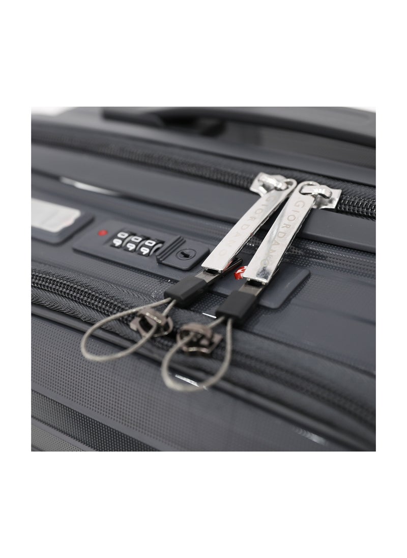 GIORDANO Unbreakable Hardshell PP Luggage Trolley Bag 20 inch Cabin Size With Double Spinner Wheels,Grey  - Image 3