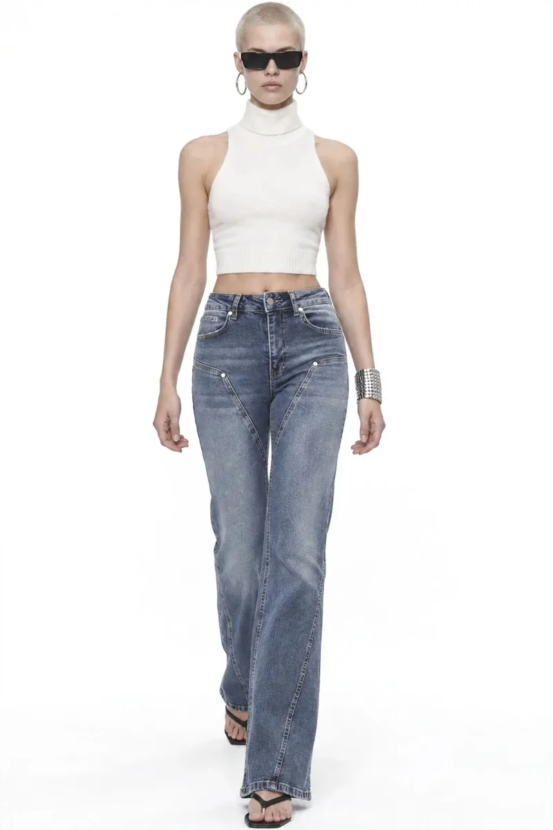 Squalo Mid Blue Denim SQUALO Women's Pants for Women | Best Price UAE