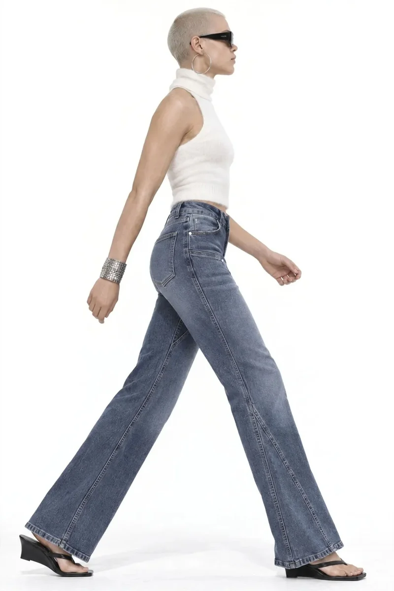 Squalo Mid Blue Denim SQUALO Women's Pants for Women | Best Price UAE