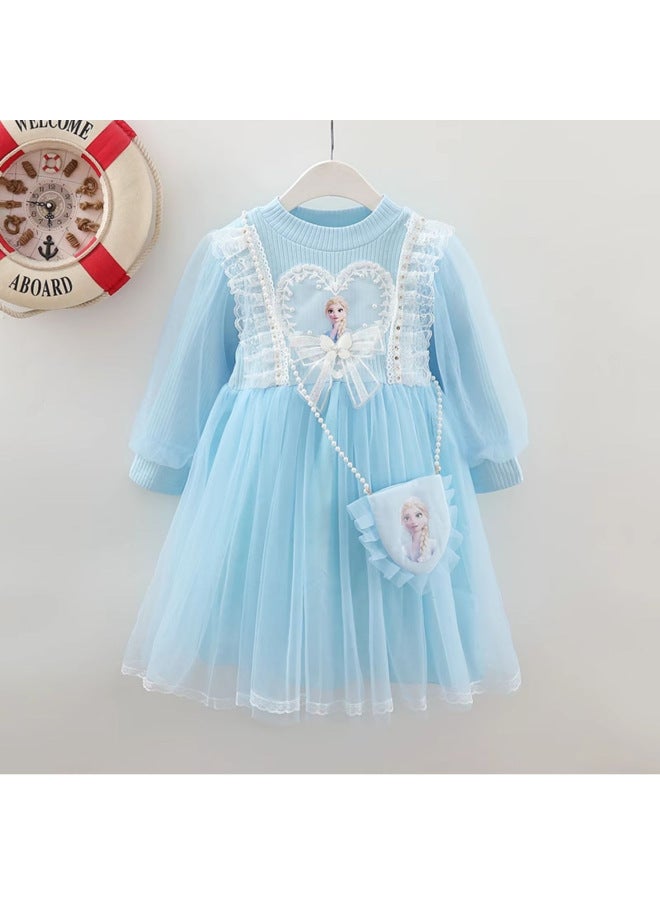 Girl's Elsa Dress Autumn And Spring Baby Fashion Dress Girls Long Sleeve Autumn Outfit Children's Princess Elsa Dress