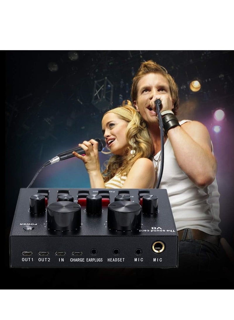 MIGOFAST V8 Multifunctional Live Sound Card USB Audio Interface Intelligent Volume Adjustable Audio Mixer Sound Card for Recording Hosting Speech  - Image 2