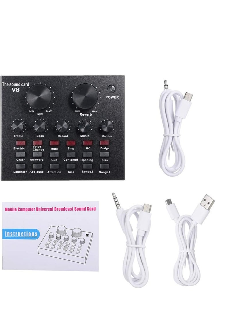 MIGOFAST V8 Multifunctional Live Sound Card USB Audio Interface Intelligent Volume Adjustable Audio Mixer Sound Card for Recording Hosting Speech  - Image 4