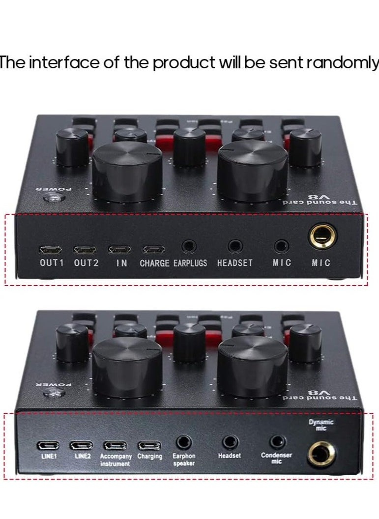 MIGOFAST - V8 Multifunctional Live Sound Card USB Audio Interface Intelligent Volume Adjustable Audio Mixer Sound Card for Recording Hosting Speech - Image 1