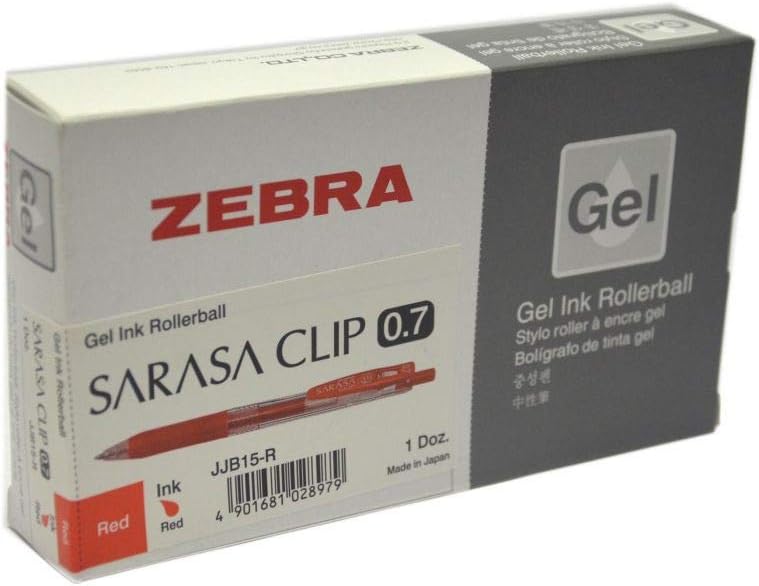 Zebra Technologies Zebra 0.7 Sarasa Clip Gel Ink Rollerball Pen 12 Pieces Set - Red - Image 3