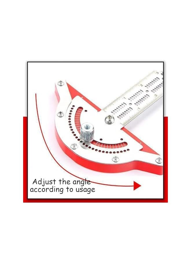 PROMASS Wood Workers Edge Rule,Woodworking Edge Ruler Protractor Angle Finder T Ruler Stainless Steel Angle Measure Tool, 0-70 Grad T-Type Woodwork Ruler for Carpentry Household DIY (15 inches)  - Image 3