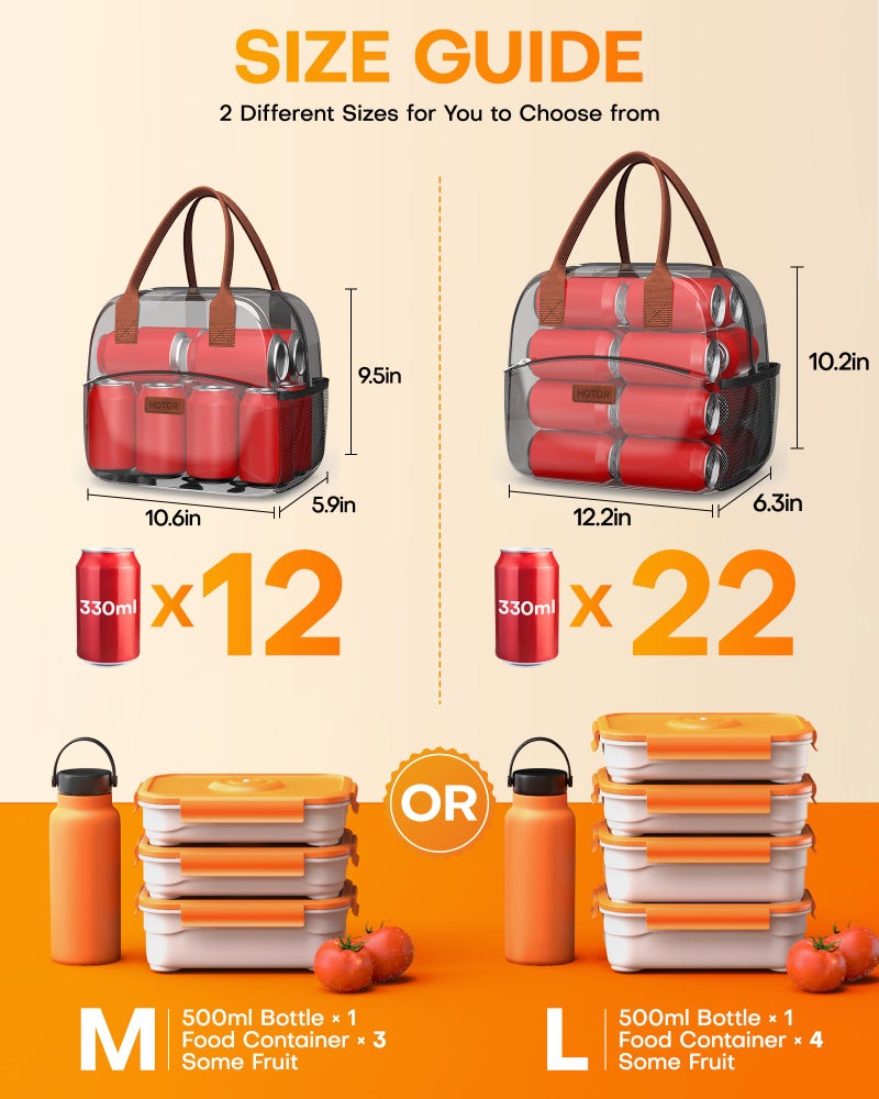 HOTOR Lunch Bag for Women & Men - Wear-Resistant Insulated Lunch Box with Large Capacity, Multi-Functional Cooler Bag for Office, Picnic, Black and White Stripes, 10L,10.60" x 5.90" x 9.50" - Image 2
