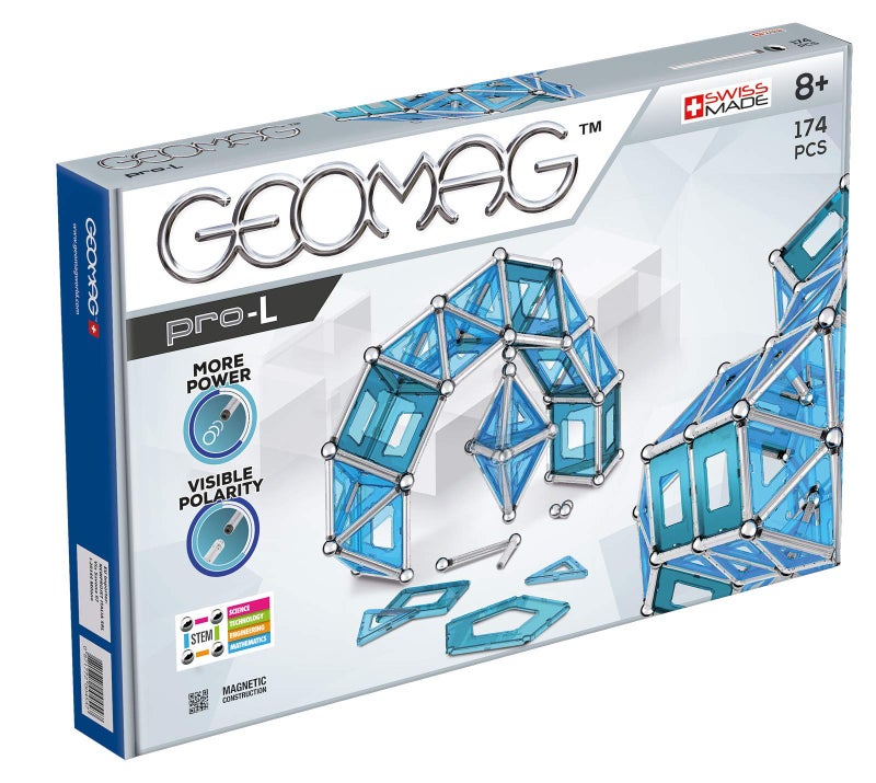 GEOMAG Magnetic Toys | Magnets for Kids | STEM-endorsed Educational Building Cube Set for Creativity & Learning Fun | Swiss-made | Age 8+ Pro-L Kit 174 Piece - Image 1