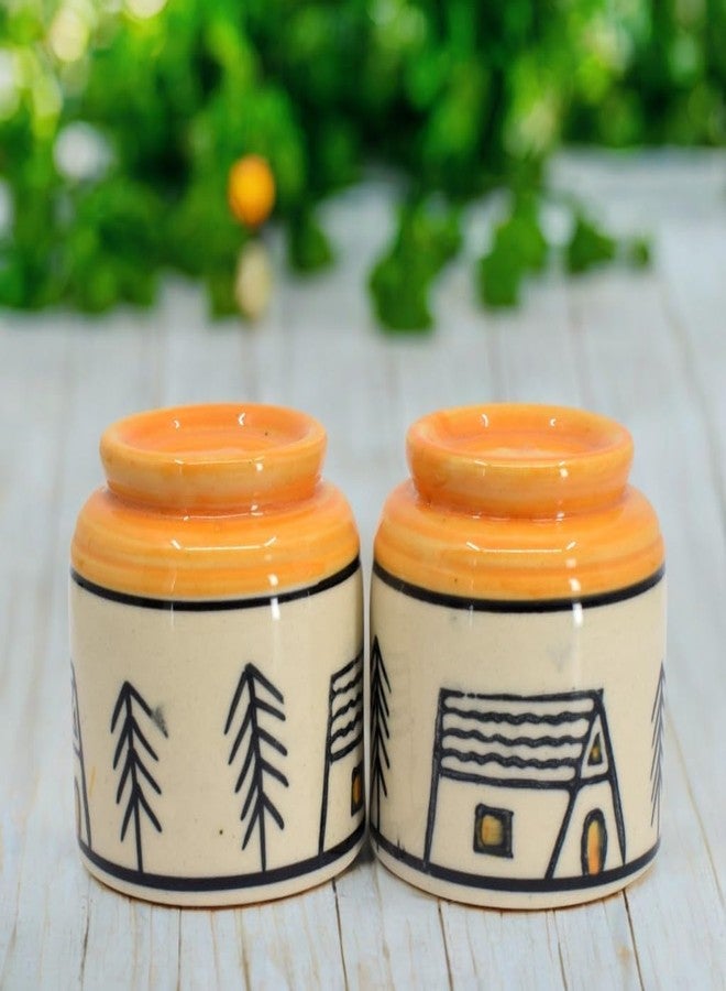 Vynora Rustic Cabin & Pine Tree Ceramic Salt and Pepper Shaker Set-60ML - Image 1