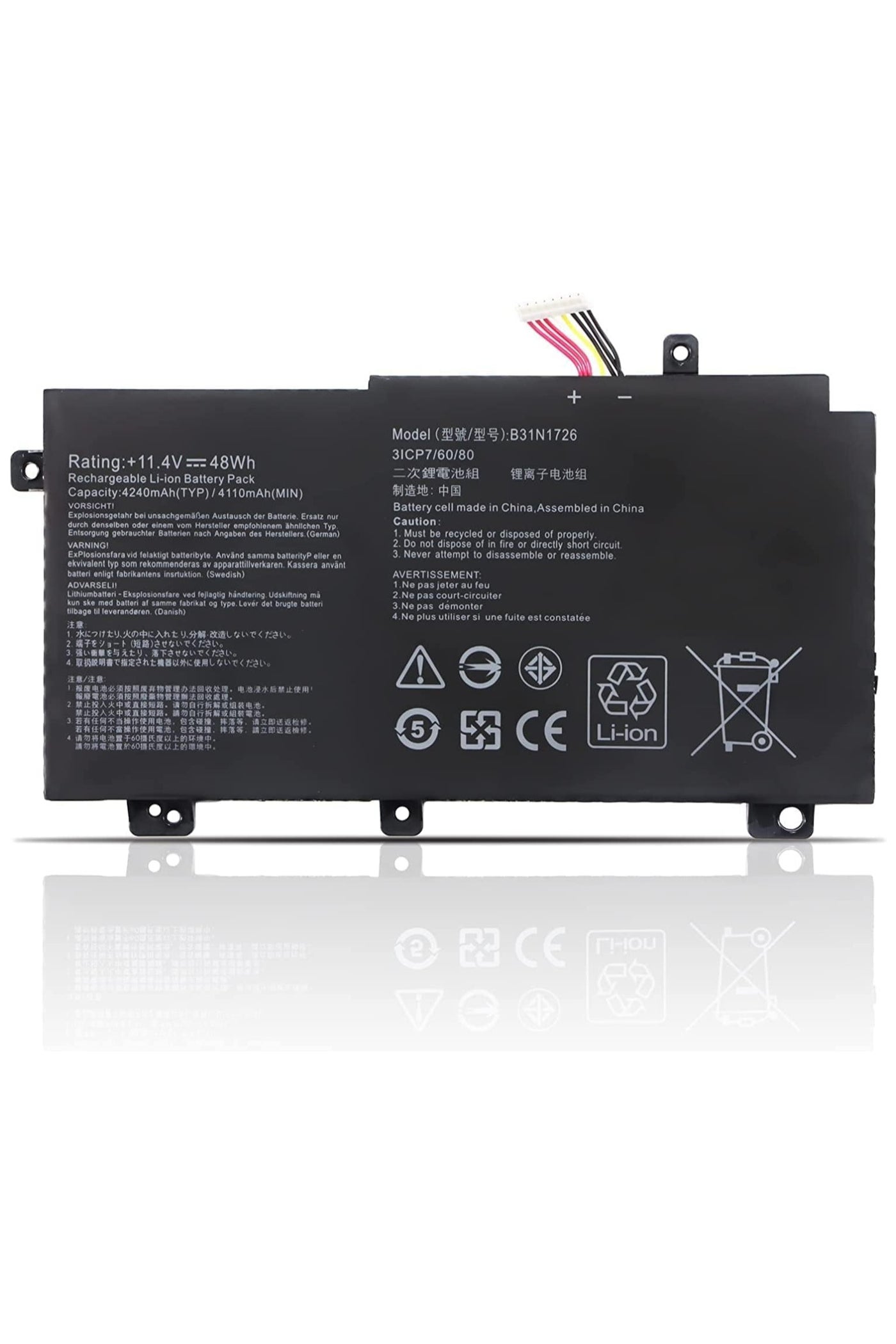 Lynacz Original B31N1726 Replacement Battery for Asus TUF Gaming FX504, FX505, FX80 Series Compatible with FX504GE, FX504GM, FX505GT, FX505DV, FX505GM, FX80GD, FX80GE, FX80GM, FX505DU, FX505DT, FX505GD, FX504G, FX504GD 11.4V 4400mAh 50Wh