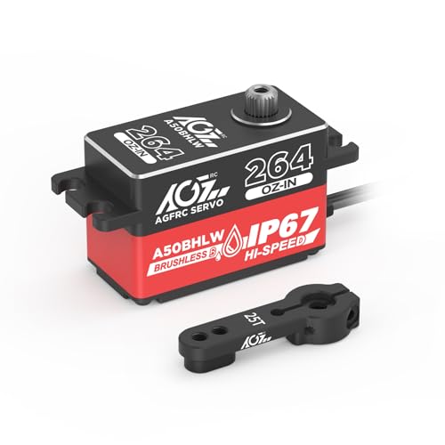 AGFRC 19KG LowProfile WaterproofBrushlessDigitalServo 0073Sec High Speed Programmable Full Metal Gear RC Steering Servo with 25T Metal Servo Horn for 110 RC Cars A50BHLW - Image 1