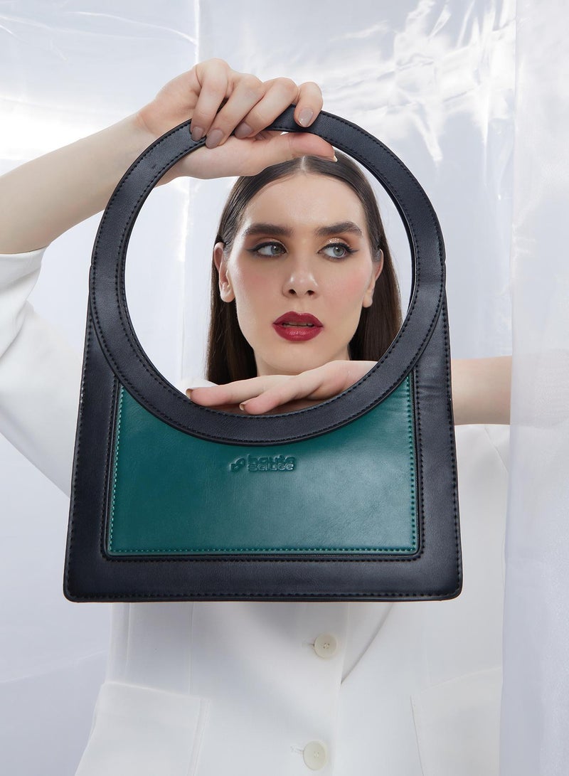 Haute Sauce Colour block Zip Lock Regular Vegan Leather Hand Bag For Women  - Image 3