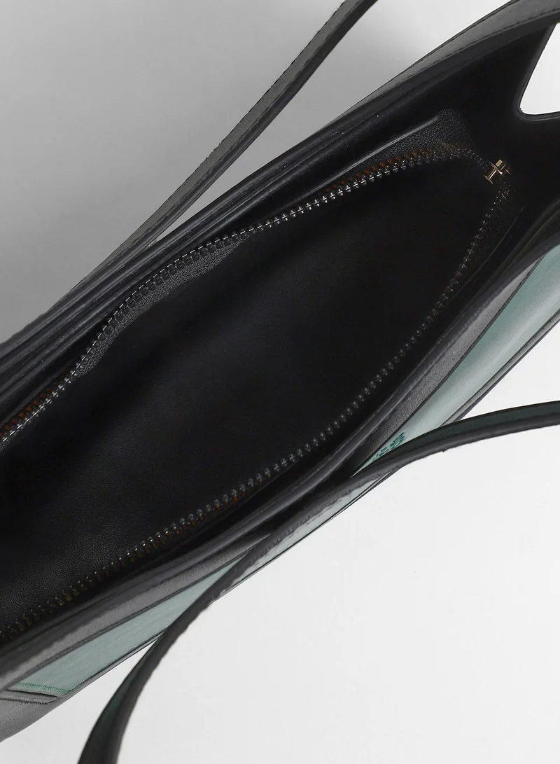 Haute Sauce Colour block Zip Lock Regular Vegan Leather Hand Bag For Women