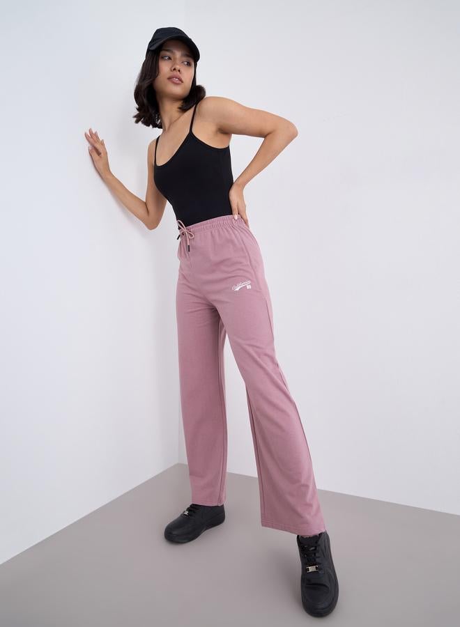Styli Women Pink Wide Leg Joggers - Image 1