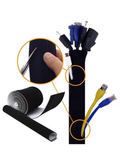 Generic Cable Management Sleeve, 10cm Wide x 150cm Length, 4pcs In One Pack, Flexible Neoprene Cable Tidy Tube for Desk TV Computer Cord Cover Wire Hider, Black and White Reversible  - Image 3