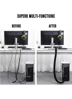 Generic Cable Management Sleeve, 10cm Wide x 150cm Length, 4pcs In One Pack, Flexible Neoprene Cable Tidy Tube for Desk TV Computer Cord Cover Wire Hider, Black and White Reversible  - Image 5