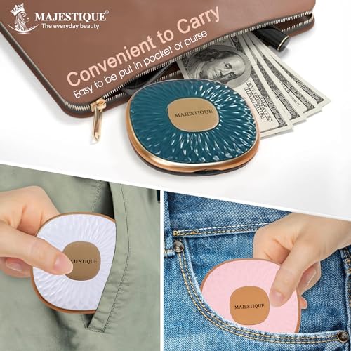 MAJESTIQUE Dual Magnifying Compact Mirror Perfect for Shaving, Makeup, Tweezing or Shaping Eyebrows, Contact Lens, 1X/2X Square Portable Folding Mirror - Color May Vary - Image 5
