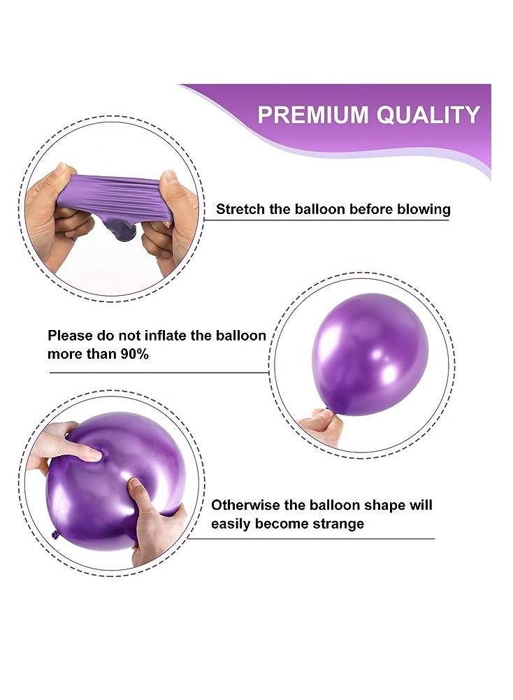 Boxwoods 80 PCS Of Metallic Chrome Purple Green And Pink Latex Balloons for Girls Mermaid Birthday Party Decoration - Image 3