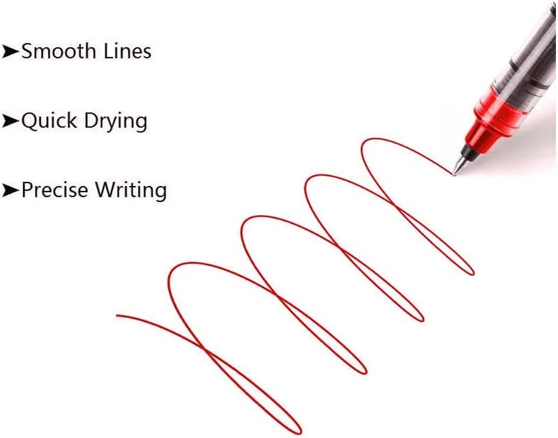 Surcotto Rollerball Pens Red 0.5mm Gel Pen Smooth Ballpoint Pen Quick Dry Liquid Ink Permanent Suitable for Right and Left Handed Writing Set - 12 Pieces - Image 4